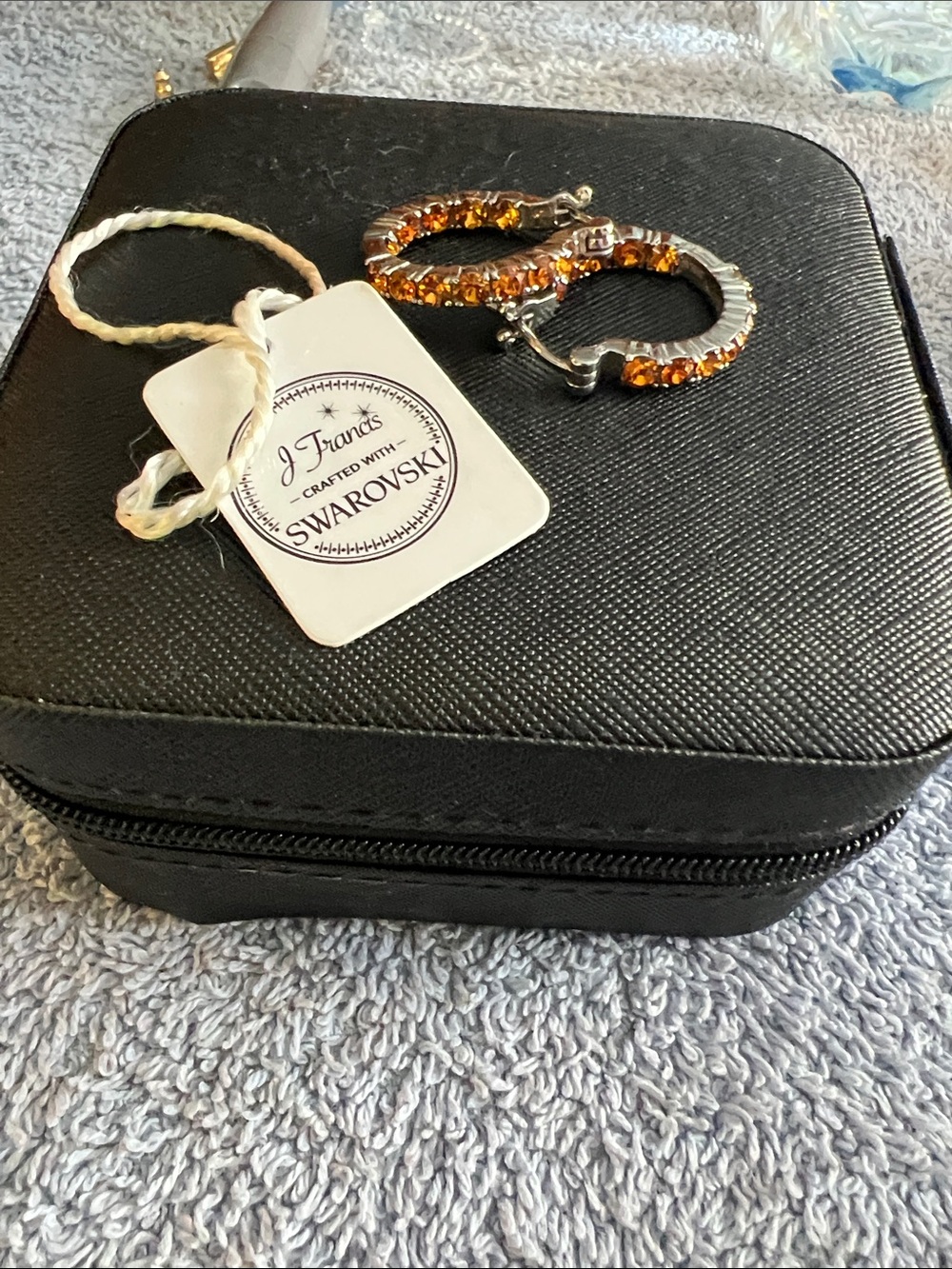 J Francis Crafted with Swarovski Amber Crystal Hoop Earrings